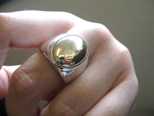 नीनो चोकिन पीतल कैबोकॉन अंगूठी हस्तनिर्मित 125, अँगूठी, चाँदी, नं. 21~