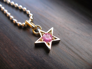 Art hand Auction Nino Chokin Gold One Star Pink Sapphire Pendant Handmade 75b, Men's Accessories, necklace, gold