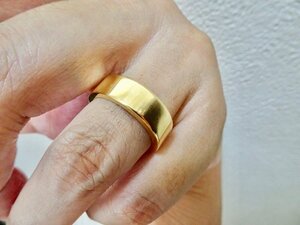 . tail engraving [ width 7mm, Gold flat strike ring ] hand made 255b