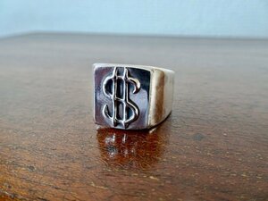 . tail engraving [ dollar Mark, plate signet ring ] hand made 286