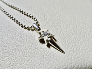 Art hand Auction Nino Chokin One Star Diamond Platinum Star Spike Handmade 206b, Men's Accessories, necklace, platinum