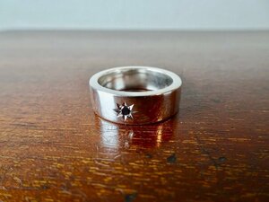 Art hand Auction Nino Chokin One Star 2.3mm Black Diamond, Width 7mm, Platinum flat ring handmade 277b, Men's Accessories, ring, platinum