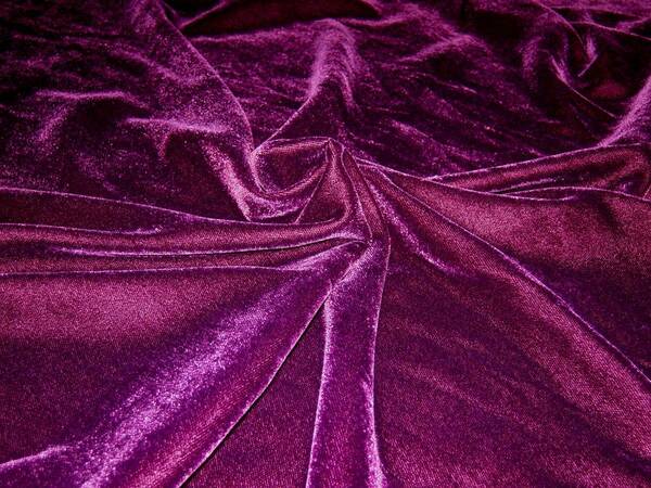 紫/バイオレット ベルベット/ビロード生地◆135cm×100cm◆ベロア/別珍 衣類・アクセサリー・手作り・DIY はぎれ