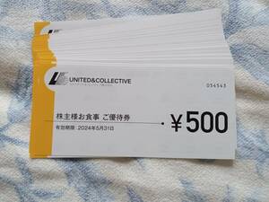 ユナイテッドコレクティブ株主優待券15,000円分　有効期限2024年5月31日　てけてけ　３rd burgerなど