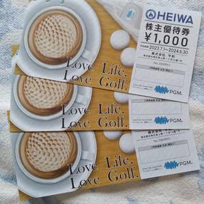 HEIWA 平和 株主優待券-01 1,000円×3枚 期限 2024.06.30の画像1