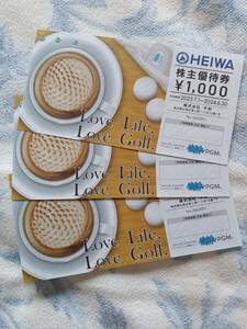 HEIWA 平和 株主優待券-01 1,000円×3枚　期限 2024.06.30