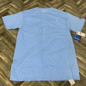 ya330 ブルー M チャンピオン 目玉ロゴ Tシャツ