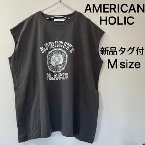 【AMERICAN HOLIC】カレッジロゴカットプルオーバー、チャコールグレー Tシャツ