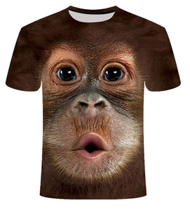LDL209 # 3Dプリント オランウータン画 おもしろTシャツ ネタＴ 動物柄 半袖 トップス S～6XL サイズ選択あり　