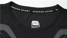 メンズ スポーツウェア ランニングウェアトレーニングウェア 2点セット半袖シャツ ハーフパンツタイツ 吸汗速乾 HE417_画像6