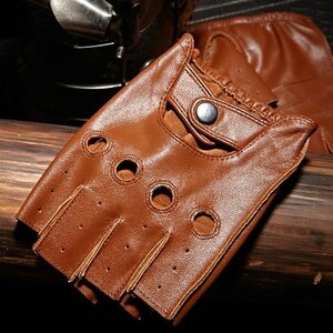  men's original leather half finger glove summer ventilation driving semi finger low b nonslip fitness DJ194