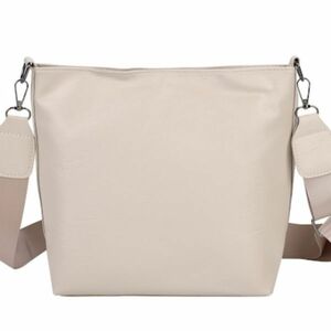  shoulder bag lady's diagonal .. leather imitation leather beige high capacity pocket simple plain 