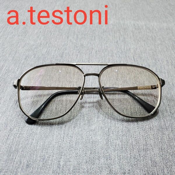 a.testoni ア・テストーニ #メガネ イタリアブランド　ビンテージ　メンズ　男性　ツーブリッジ　ダブルブリッジ　フレーム