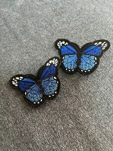 2個セット 青 蝶々 アクセサリー ヘアアクセサリー クリップ ピン ヘアピン