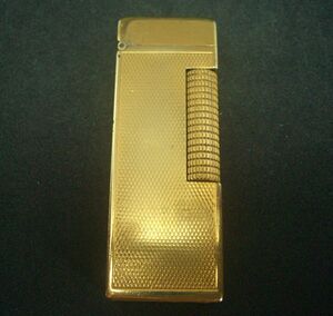 **[Dunhill] Dunhill ролик тип газовая зажигалка Gold вспышка подтверждено подлинная вещь курение . Vintage used товар **