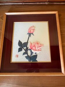 押絵　和生地　 額装　薔薇　ハンドメイド