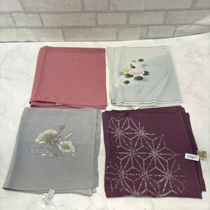 新品 タグ付き 4枚セット 日本製 丹後織 絹100% 4号 9号 グレー /むす美 絹100% 紫 ピンク