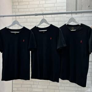 超美品 3枚セット ポロラルフローレン 半袖Tシャツ クラシックフィット 黒 ブラック 綿100% メンズ M