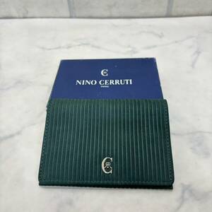 新品 未使用 NINO CERRUTI カードケース 名刺入れ パスケース 本革レザー スエード 緑 グリーン メンズ レディース 男女兼用