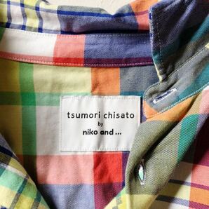 ツモリチサト x ニコアンド tsumori chisato x niko and... コットン100%大人可愛ワイヤー衿ゆったりオーバーサイズビッグチェックシャツ♪の画像7