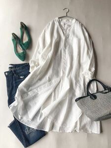  Tomorrowland McAfee MACPHEE fine quality Lamy linen100% adult pretty easy oversize band color white shirt One-piece!
