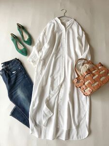  Urban Research KBF adult pretty easy oversize band color white shirt linen One-piece!