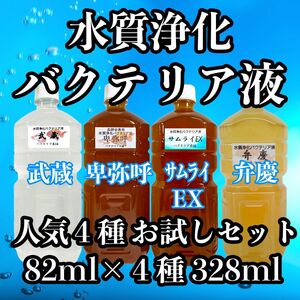 水質浄化バクテリア お試し４種 卑弥呼　武蔵　サムライEX　弁慶 82ml×4