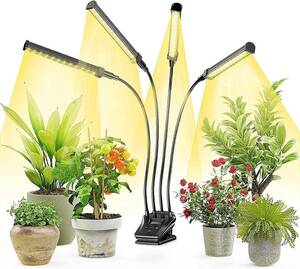 植物成長ライト LED 植物ライト フルスペクトル成長ライト 10レベル調光 360°調節可能なクリップオン タイマー機能付き 低