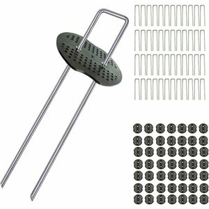  new goods U pin .50 pcs set 15x3x15... pin artificial lawn fixation for weed proofing seat black circle attaching 39