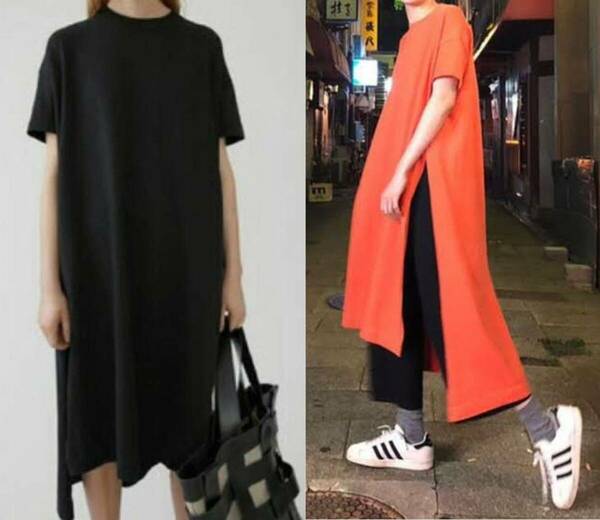 acne studiosアクネストゥディオズ PATRI HVY INTサイド スリットTシャツ カットソー ワンピースXSラベンダー