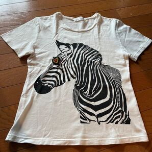 マサイマーケット Tシャツ ホワイト ゼブラ しまうま アクセ付き アフリカ