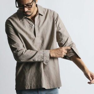 The DUFFER of ST.GEORGE　LINEN BLEND SKIPPER SHIRT: 綿麻素材 スキッパーシャツ