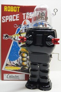 TIN TOM TOYS ROBOT SPACE TROOPER ブリキ クランク式ゼンマイ ブラック ロボット 中国製 スペーストルーパー 箱付 雑貨