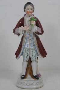 [珍品]ドイツ 貴族男性 フラワー 人形 陶磁製 オキュパイドジャパン 1947～1952年 当時物 マイセン風 輸出用 雑貨