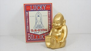 ラッキービリケン ビリケンバンク(小) Billiken レジン製 貯金箱 置物 ゴールド 箱付き 雑貨 当社商標商品[未使用品]