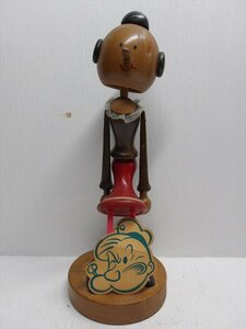 浅草玩具人形 オリーブ 木製 ボビングヘッド 人形 1960年代 当時物 日本製 ポパイ POPEYE 首振人形 木製人形 フィギュア 雑貨