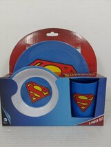 DCコミックス プラスチック食器 3-PIECE SET スーパーマン 子供用食器 海外品 SUPERMAN 雑貨[未使用品]_画像1
