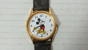 LORUS Disney ミッキーマウス 腕時計 ホワイト/ゴールド 革ベルト Watch ファッション ビンテージ 雑貨