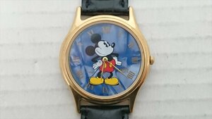 LORUS Disney ミッキーマウス 腕時計 ブルーシェル/ゴールド 革ベルト Watch ファッション ビンテージ 雑貨