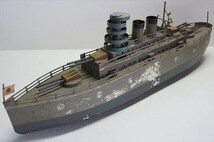 [珍品]増田屋 海の護 巡洋戦艦 榛名 ブリキ ゼンマイ式 1920～30年代 当時物 日本製 軍艦 箱付 戦艦 船 雑貨_画像2