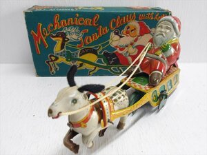.. магазин Mechanical SantaClaus with Bell жестяная пластина zen мой тип 1960 годы подлинная вещь сделано в Японии Santa Claus с ящиком смешанные товары 