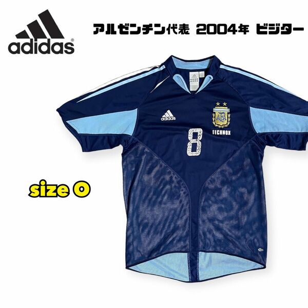 古着【adidas】サッカーシャツ アルゼンチン代表 ユニフォーム サイズO 2004年 ビジター ネイビー アディダス