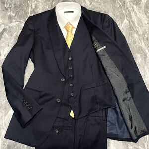 ポールスミス × ロロピアーナ【最高峰 3ピース】Paul Smith SOHO × Loro Piana スーツ スリーピース Lサイズ シルク ドット ネイビー 紺