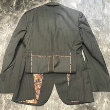 ポールスミス【現行タグ！ S級美品】Paul Smith × CANONICO スーツ 3ピース スリーピース Lサイズ 花柄 ストライプ パイピング グレー_画像4