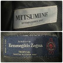 ミツミネ × エルメネジルドゼニア【S級美品】MITSUMINE Ermenegildo Zegna スーツ セットアップ Mサイズ ウィンドウペンチェック ブラック_画像9