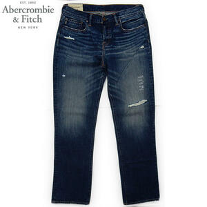 【未使用・タグ付】アバクロ クラシック ストレートデニム ダメージ W32 L32 Abercrombie & Fitch ウエスト81cm サイズM相当