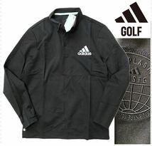 新品 【メンズM】黒 アディダスゴルフ ボタンダウン ポロシャツ 長袖 adidas GOLF ゴルフウェア_画像1