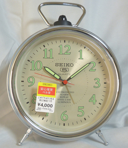 未使用未通電 セイコーファイブ 目覚まし時計白文字盤 SEIKO 5 Alarm Clock White Dial Not Used Dead Storage With Tags [KR707N]a