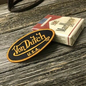 ボンダッチ USA 楕円形 ロゴ ワッペン ◆ Von Dutch アイロン接着対応 パッチ 黒地 オレンジ文字 CAWP142の画像3
