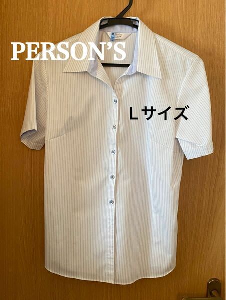 【ほぼ未使用】ワイシャツ　ブラウス　パーソンズ　半袖シャツ ホワイト　L 未使用に近い　夏用　洋服の青山　レディース　クリーニング